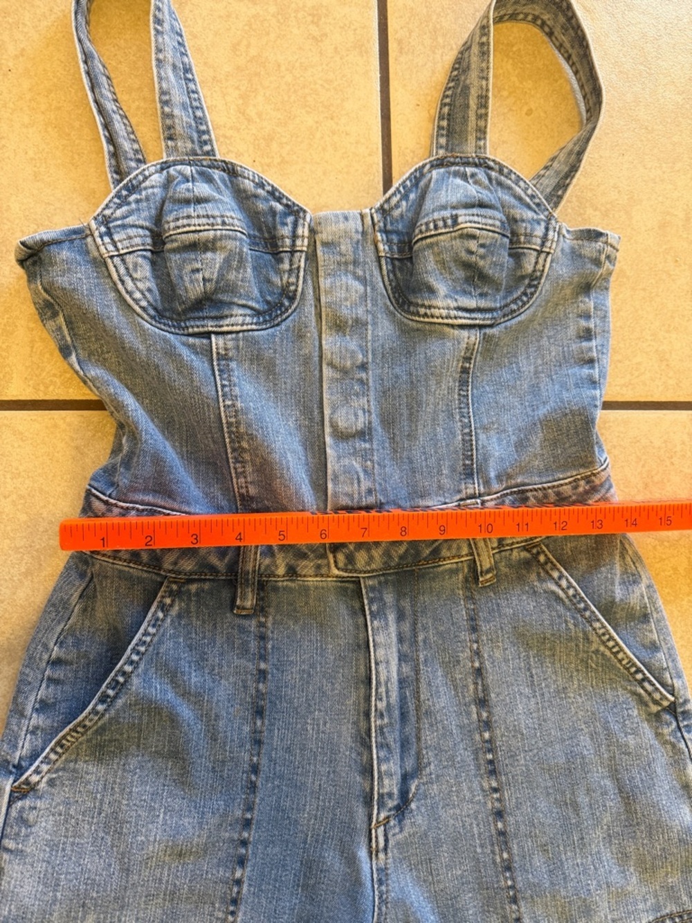 Steve Madden Medium Blue Denim Wide-Leg Jumpsuit - Picture 8 of 13